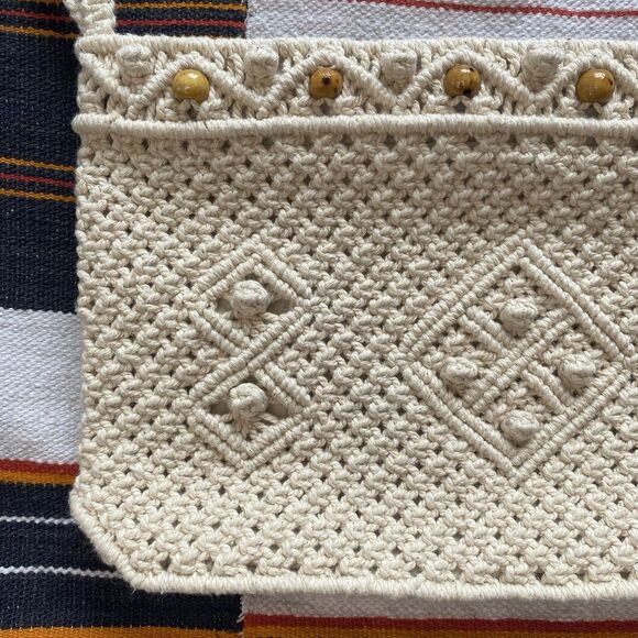 Vintage 1970’s Crochet Macrame Clutch Wristlet Handbag. Flex Frame. Never Used. - Picture 9 of 15